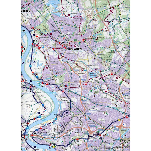 KOMPASS Fahrradkarte Kreis Wesel mit Duisburg, Oberhausen, Kempen 1:50.000, FK 3214 - Fahrradkarte