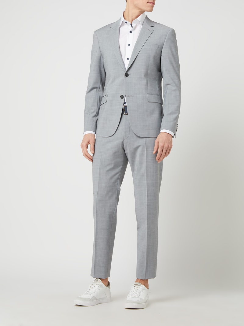 Slim Fit 2-Knopf-Sakko mit Stretch-Anteil Modell 'Aidan' in hellgrau