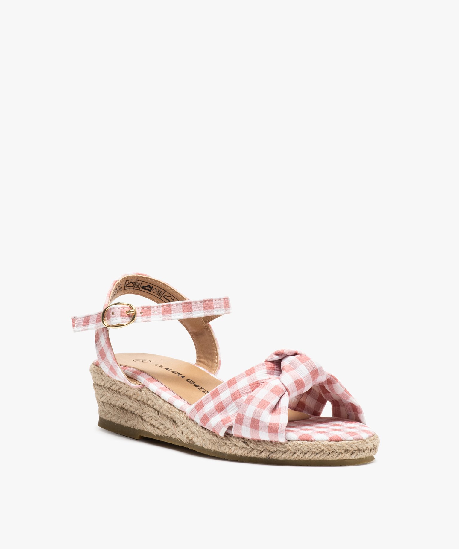 Sandales fille compensées dessus en broderie anglaise imprime | GEMO