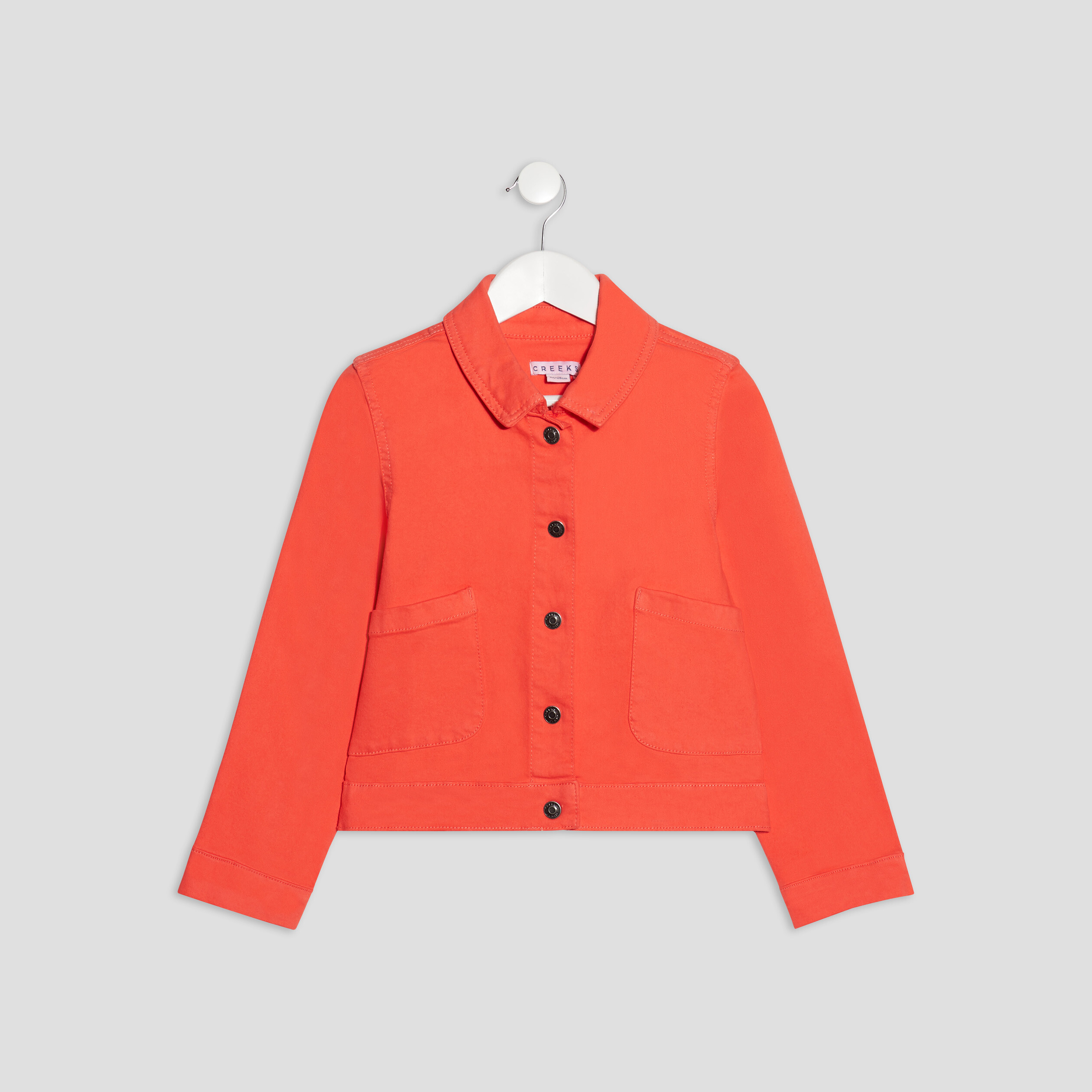 Veste droite boutonnée rouge corail fille | La Halle