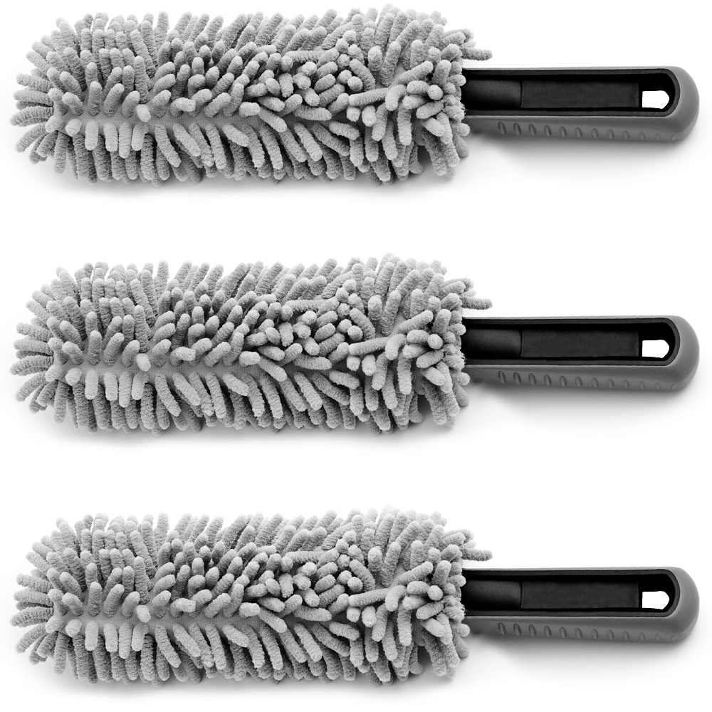 Casaria monzana® Felgen-Reinigungsbürste 3er-Set Grau Microfaser 34cm