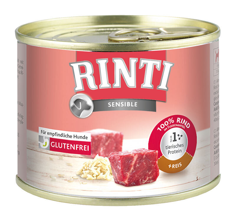 RINTI Hundenassfutter RINTI Sensible 12x185g Rind & Reis