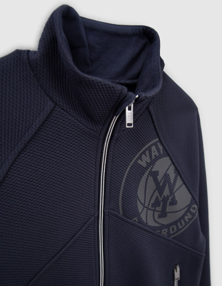 Cardigan marine molleton tech fleece reliefé garçon