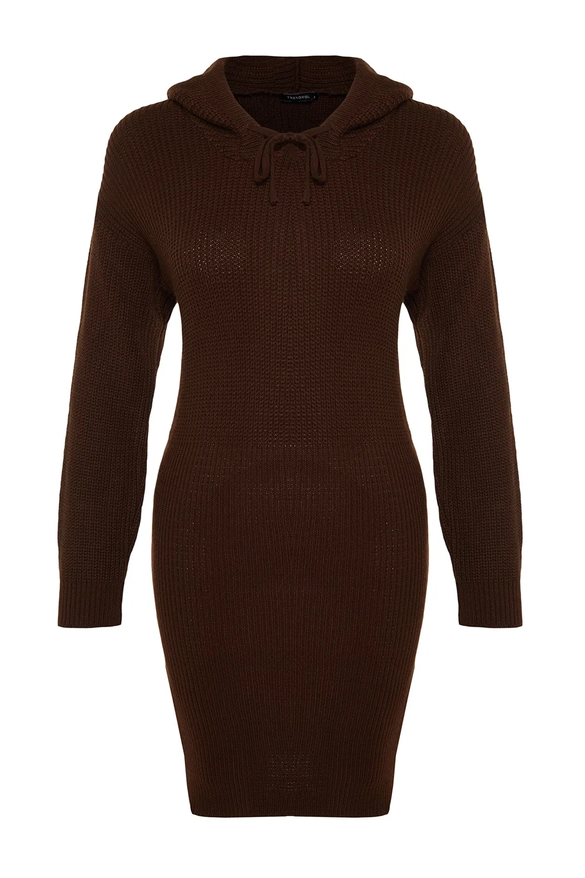 Trendyol Collection  Braunes Mini-Strickkleid mit Kapuze TWOAW23EL00075