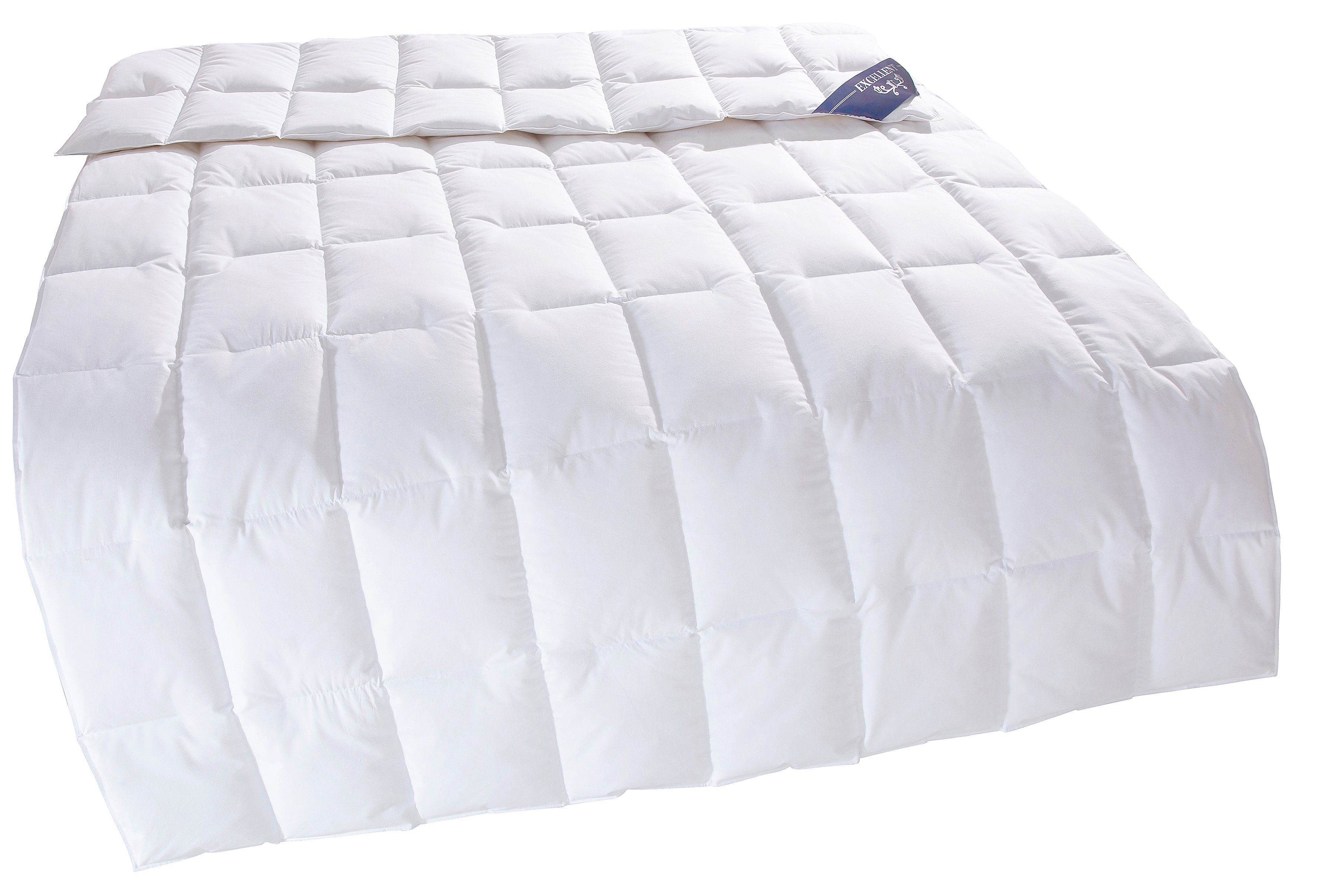 Daunenbettdecke + 3-Kammer-Kopfkissen, Zürich, Excellent, Füllung: 100% Daunen, Bezug: Einschütte (Bettdecke), Bettdecken-Set mit Kopfkissen, Bettdecke 135x200 und 155x220 cm