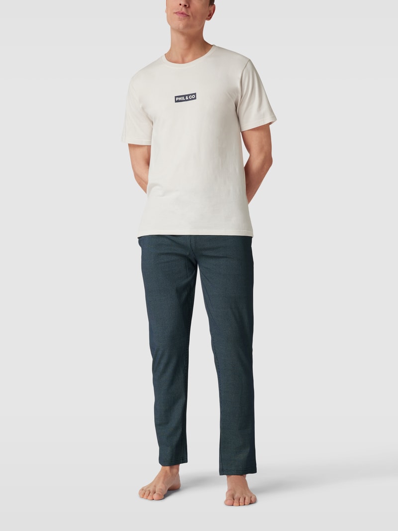 Pyjama-Hose mit Allover-Muster in dunkelblau