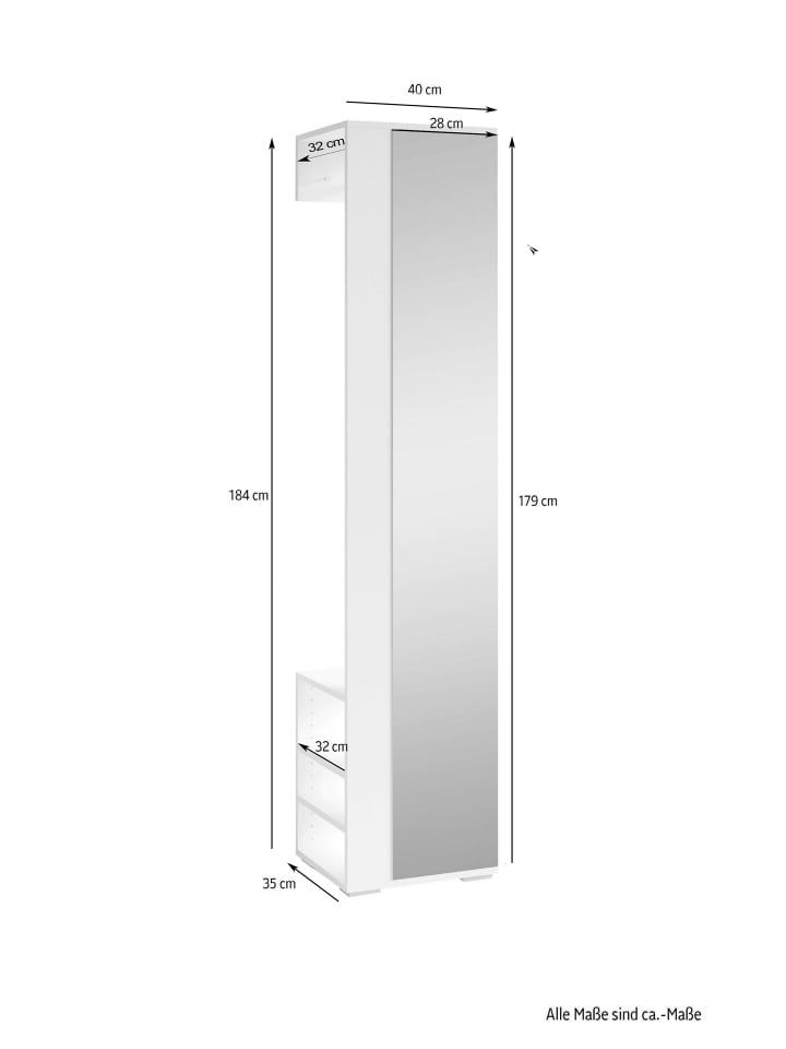 byLiving Garderobe Ben in Artisan Eiche - (B) 40 x (H) 184 x (T) 35 cm günstig kaufen onesize