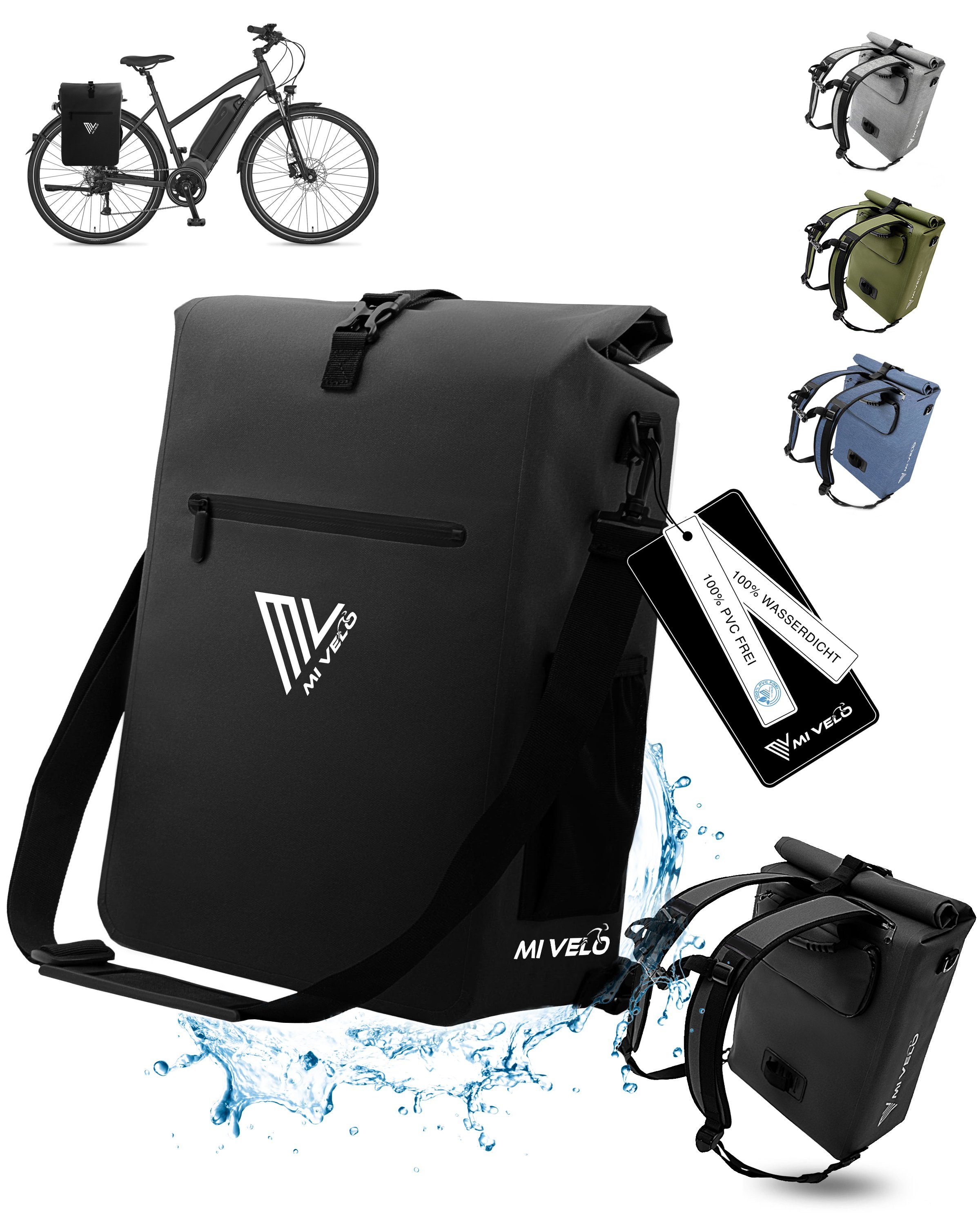 MIVELO Fahrradtasche 3in1 Gepäckträgertasche, Rucksack für Fahrrad Gepäckträger wasserdicht
