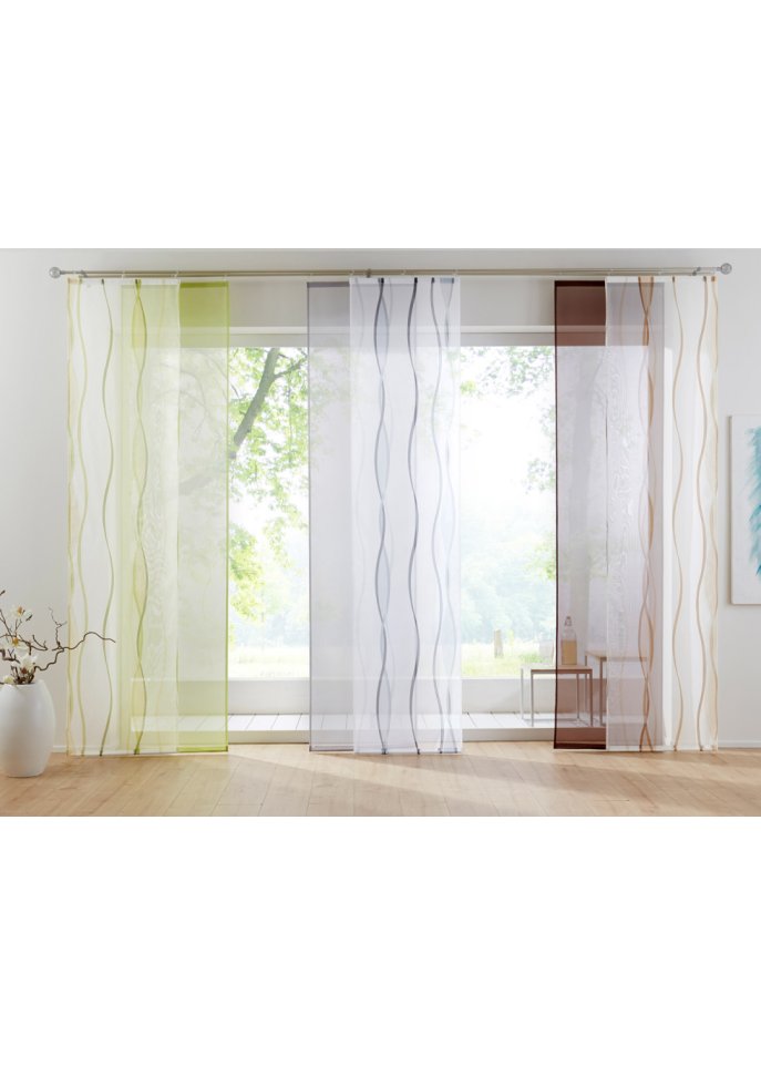 Schiebegardine mit Wellenmuster (2er Pack)