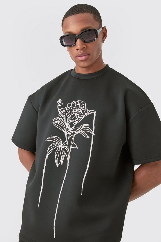Oversize florales Scuba T-Shirt