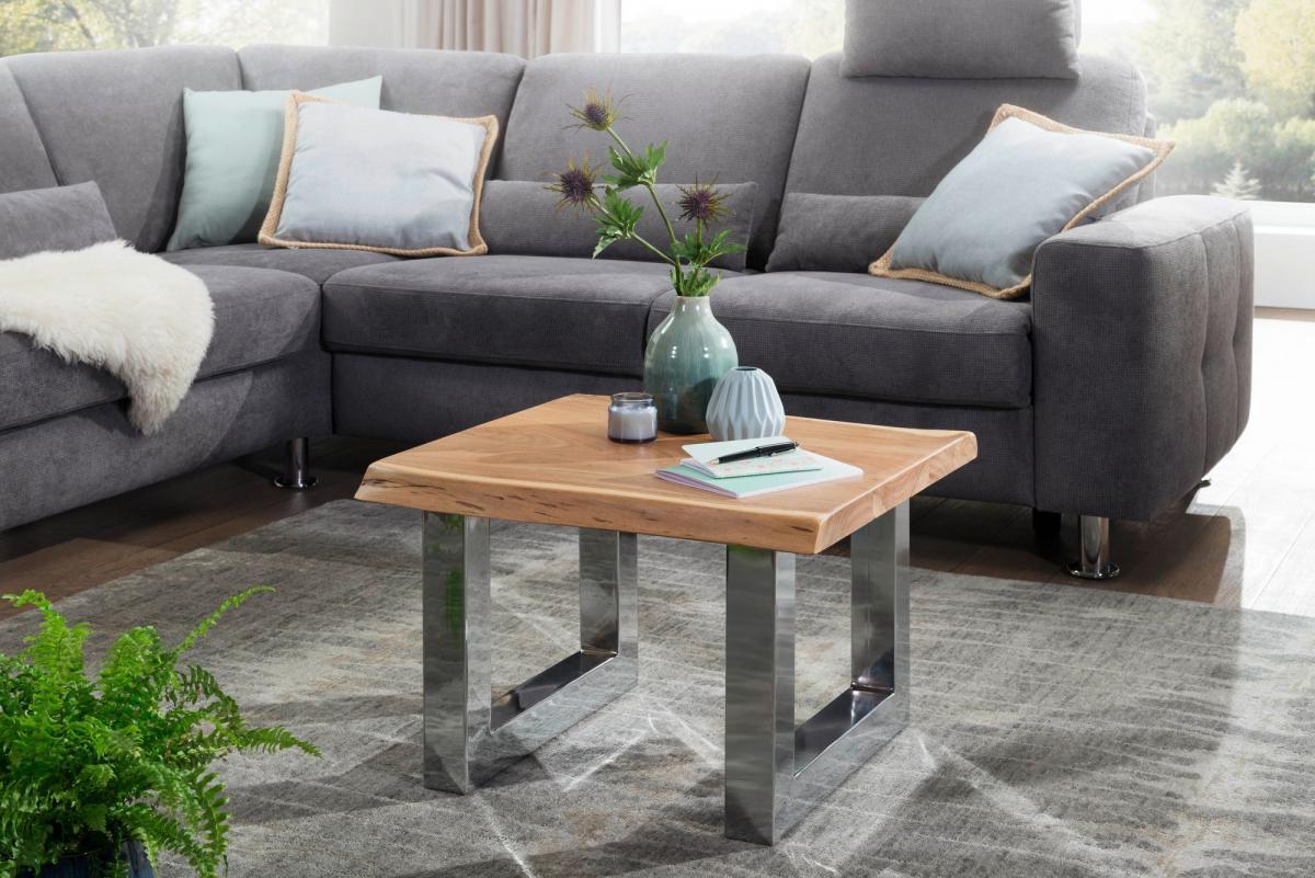 Wohnling Couchtisch ASURA 58 x 40 x 60 cm Akazie Massiv Holz Braun