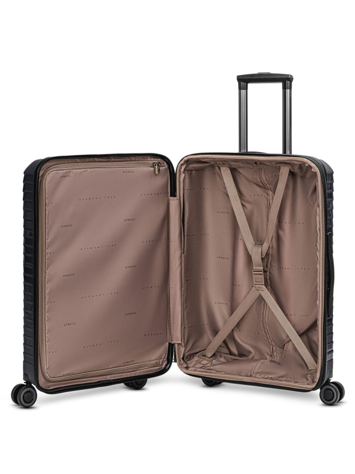 Stratic Shine 4 Rollen Kofferset 3-teilig mit Dehnfalte in black günstig kaufen onesize