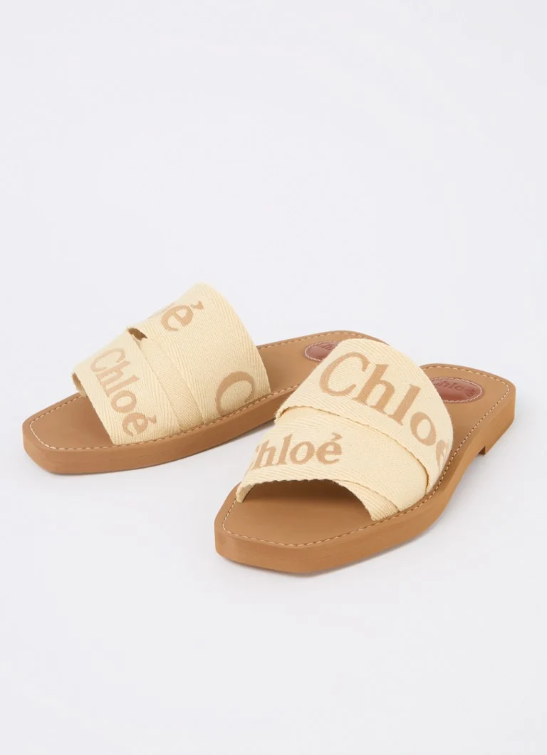 Pantofole in lino Chloé Woody con logo