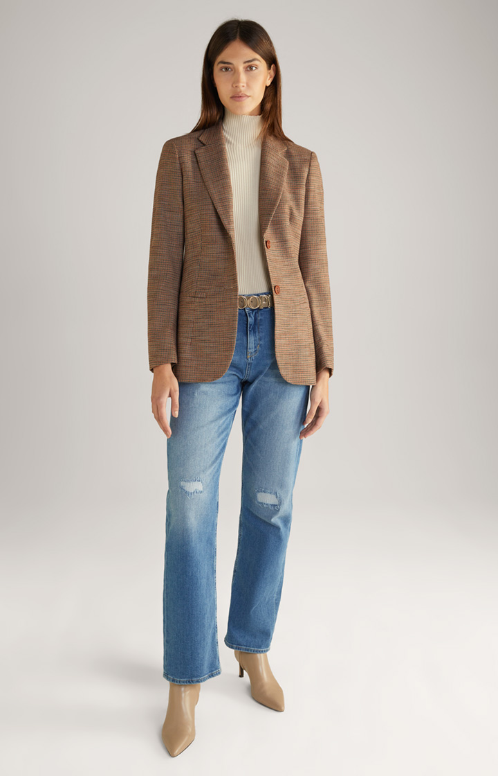 Blazer in Orange/Schwarz/Ecru gemustert