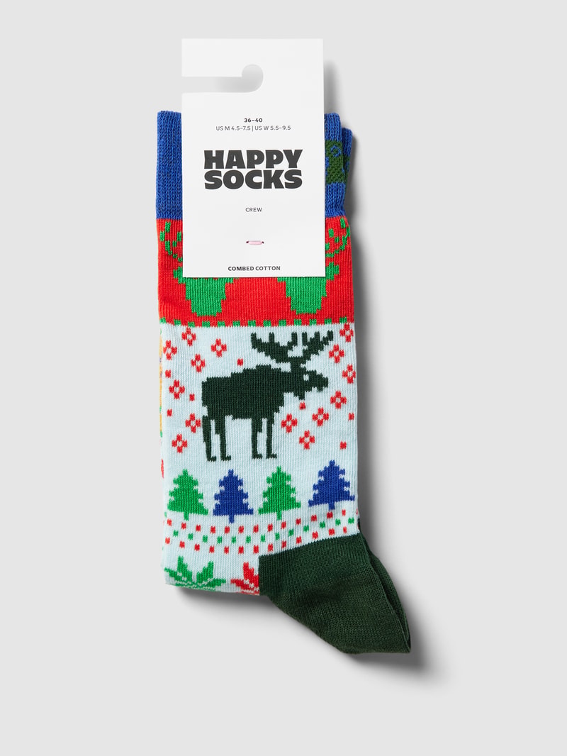Socken mit Allover-Muster Modell 'Fair Isle' in grün