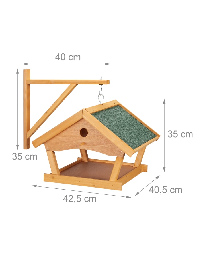 relaxdays Vogelfutterhaus in Natur - (B)42,5 x (H)35 x (T)40,5 cm günstig kaufen onesize