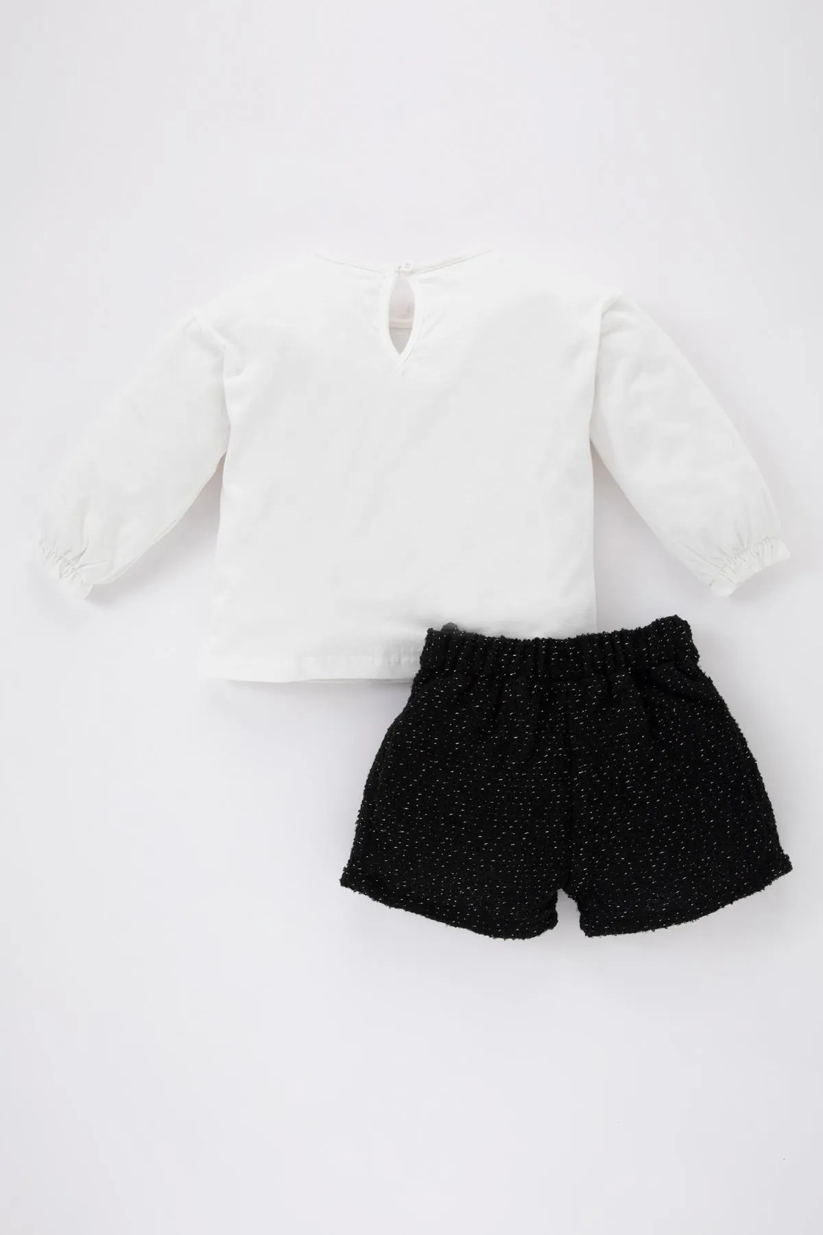 DeFacto  Langärmliges T-Shirt mit Tweed-Shorts für Babys mit Weihnachtsmotiv, 2er-Set