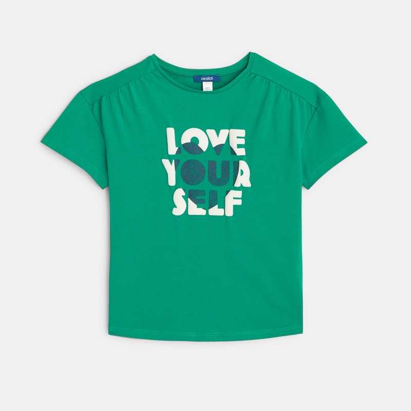 T-shirt message love vert fille