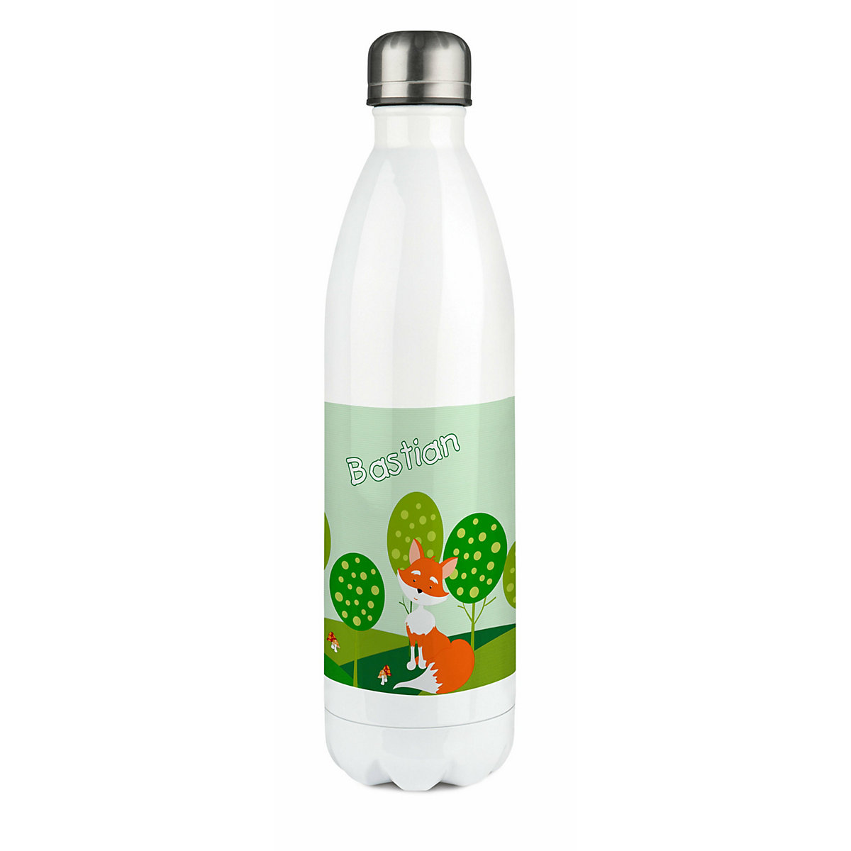 Edelstahl Kinder Thermoflasche / Trinkflasche bunt Fuchs Spülmaschinenfest, Auslaufsicher, Bruchfest, Doppelwandig, Für Heißgetränke geeignet, Mit Deckel, Isoliert