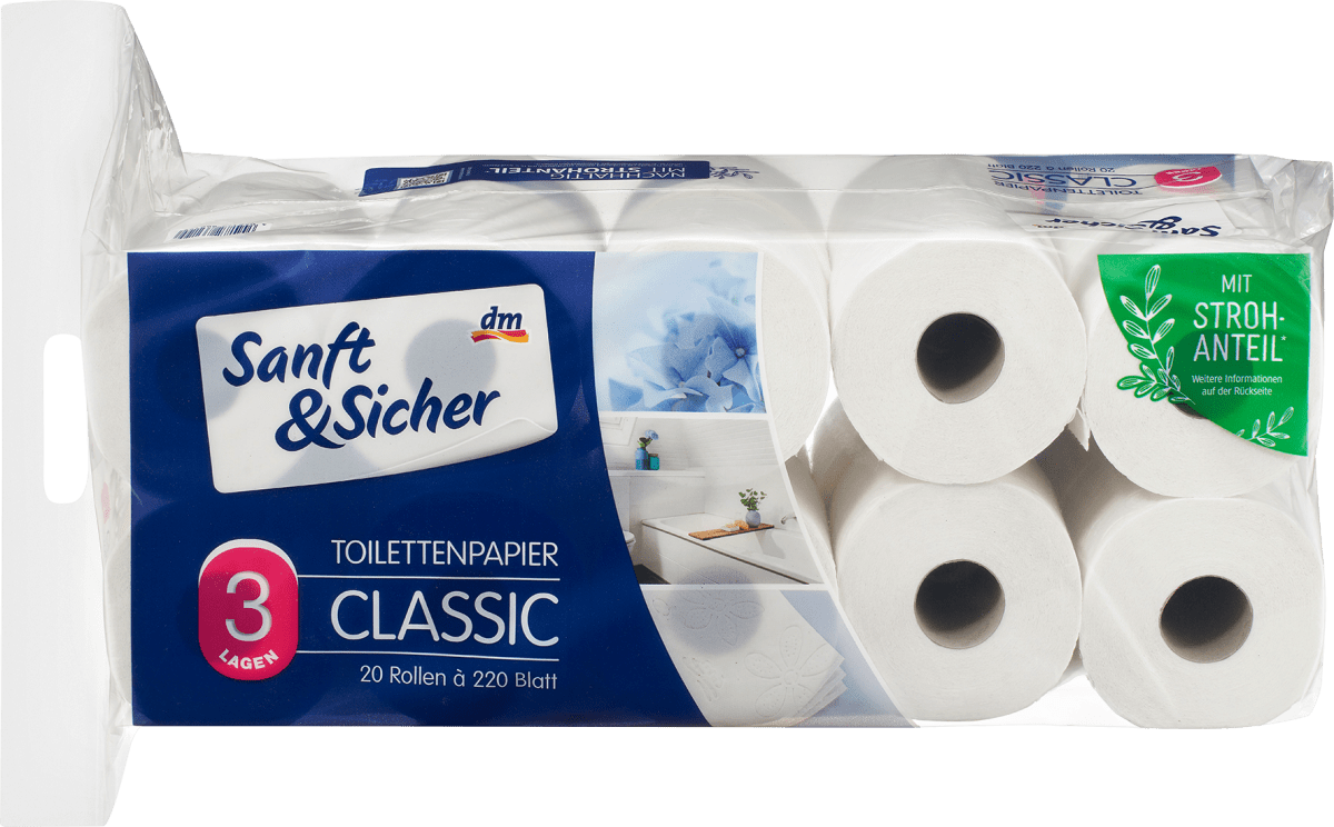Toilettenpapier Stroh Classic XXL 3-lagig (20x220 Blatt), 20 St