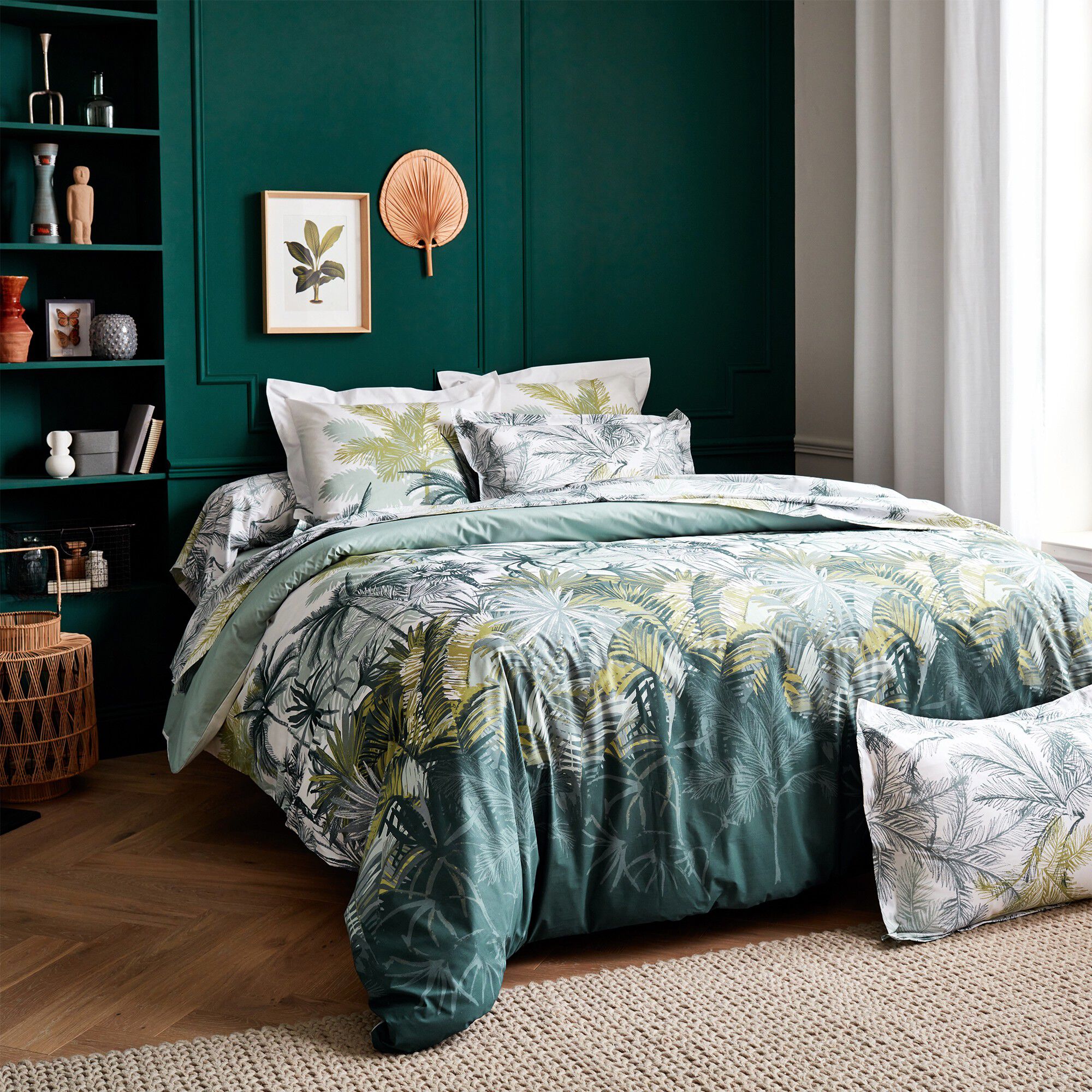 Linge de lit Alba percale de coton imprimé tropical