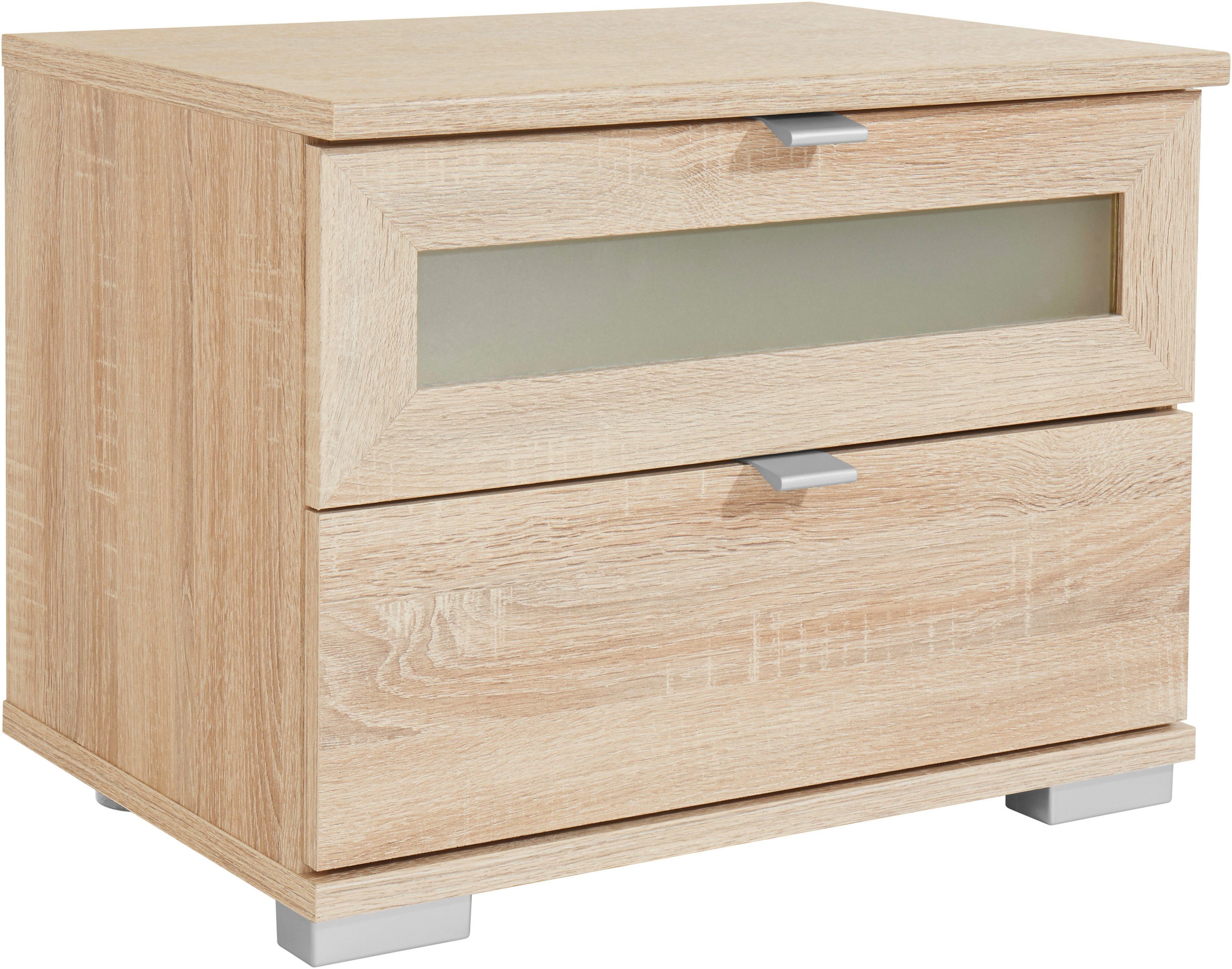 Wimex Nachtkommode Box, mit Glaseinsatz in der oberen Schublade, in 2 Höhen