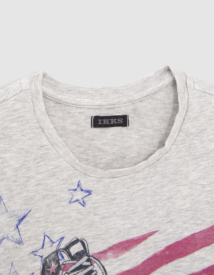 T-shirt gris coton bio visuel patins à roulettes fille