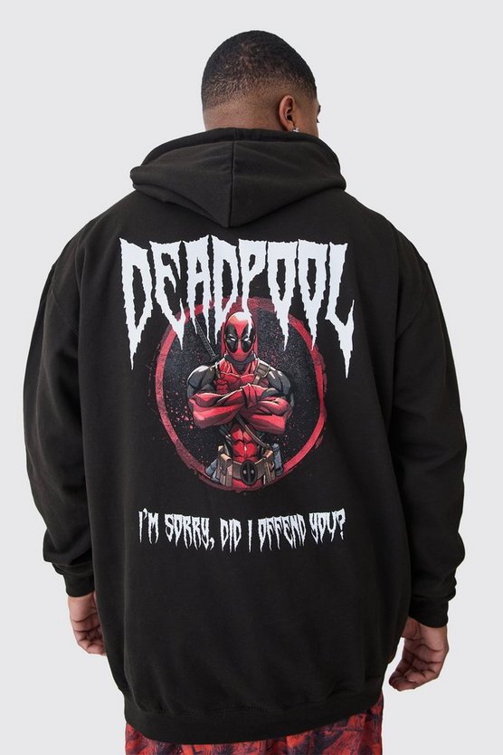 Plus Hoodie mit lizenziertem Deadpool Marvel Print