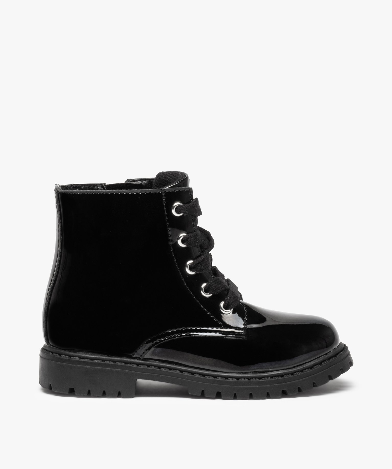 Boots fille vernies fantaisie à doublure chaude noir | GEMO