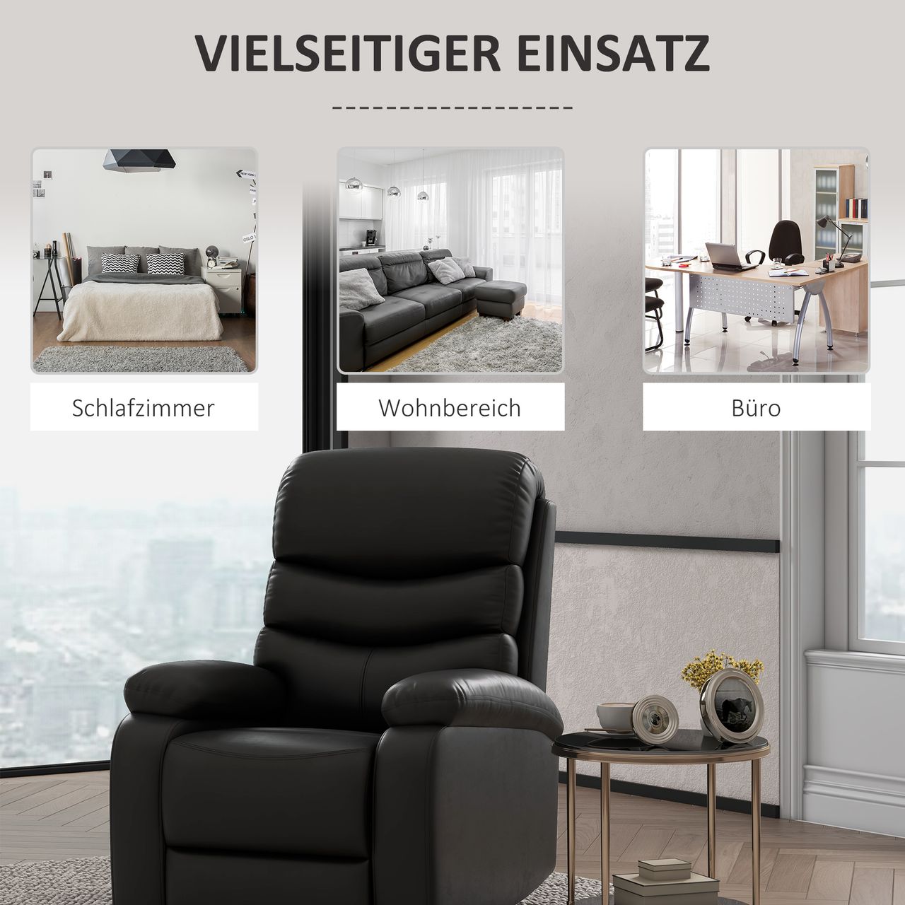 HOMCOM Relaxsessel Liegesessel Sessel mit Liegefunktion bis 125 kg Belastbar