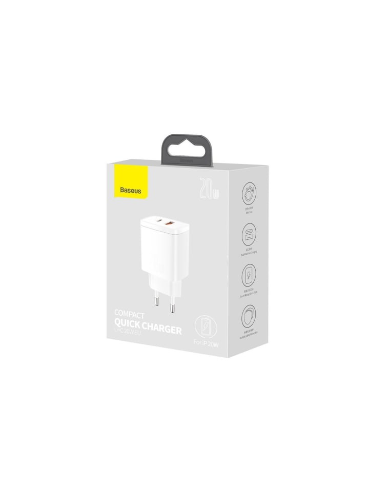Baseus Baseus Compact Schnellladegerät USB / USB Type C 20W 3A in Weiß günstig kaufen onesize