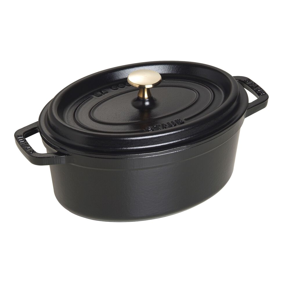 Cocotte 23 cm, oval, Schwarz, Gusseisen