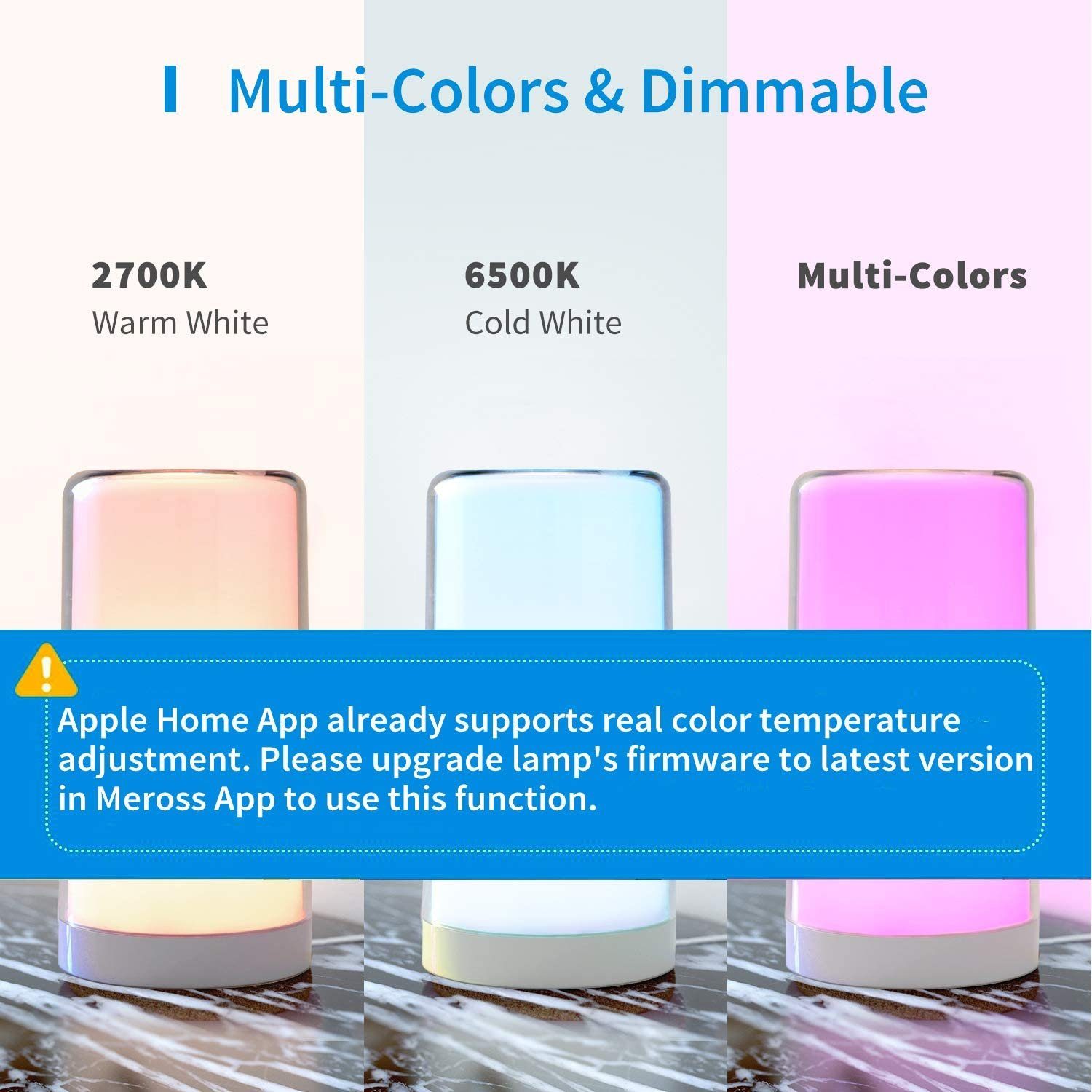 Meross Smarte LED-Leuchte Meross Smart Wi-Fi Ambient Light - smarte LED-Tischlampe, LED fest integriert, Tageslichtweiß, warmweiß, kaltweiß, bunt, 16 Mio. Farben, 2700-6500K dimmbares Weiß, Tischlampe, Tischleuchte, stellbar