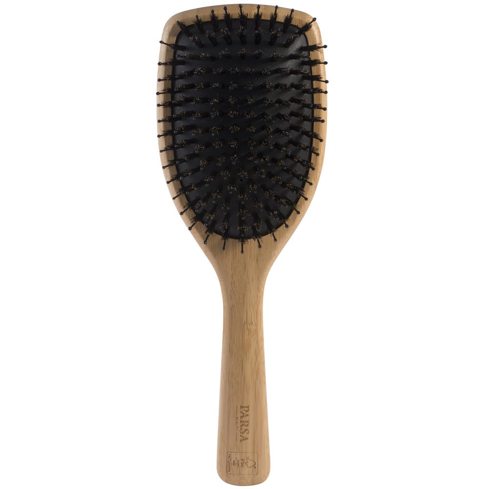 PARSA Beauty Profi FSC Holz Haarbürste Paddle Groß mit Mischborsten