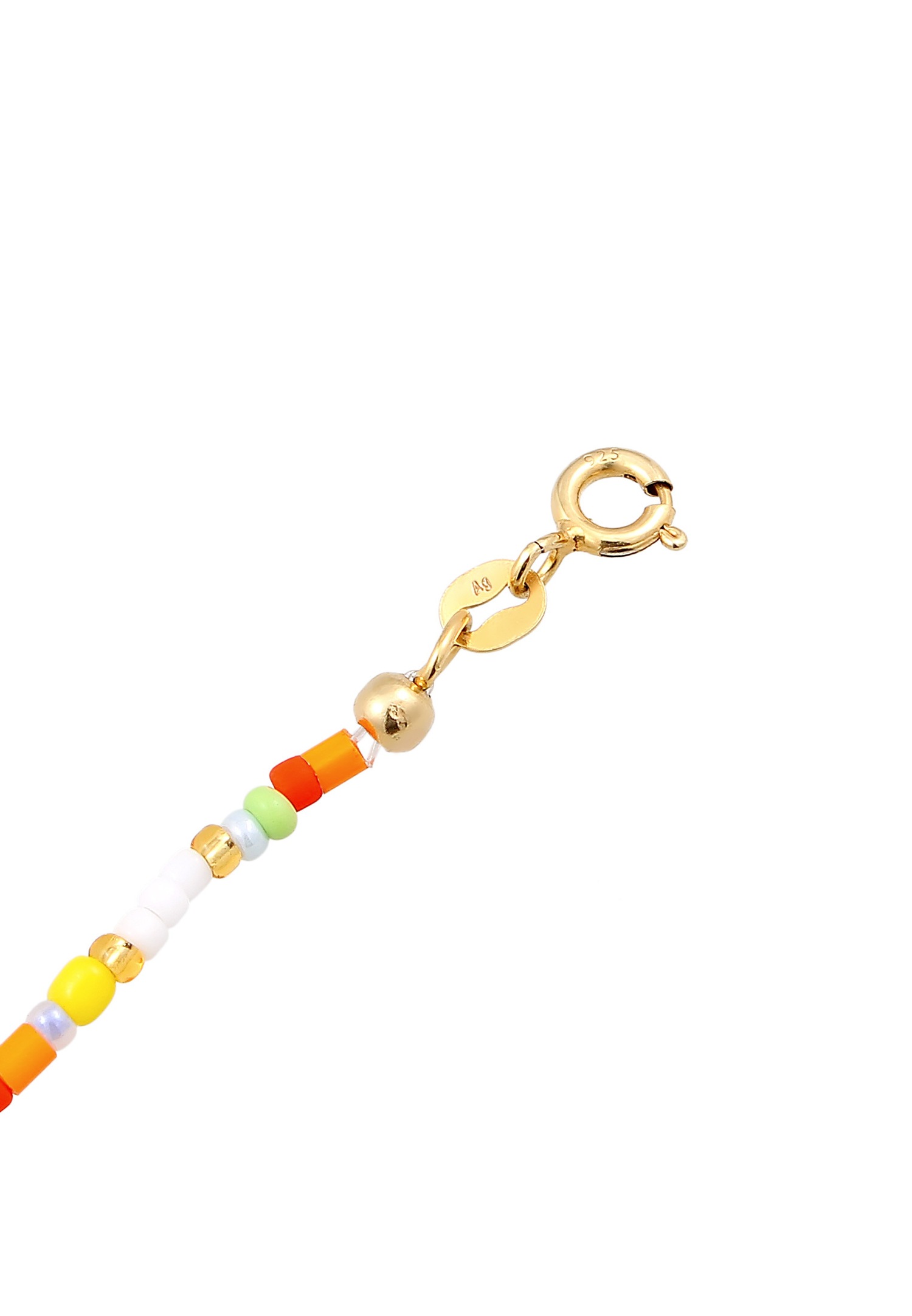 Collana girocollo da donna Elli con ciondolo Peace, perline boho in argento sterling 925 placcato oro