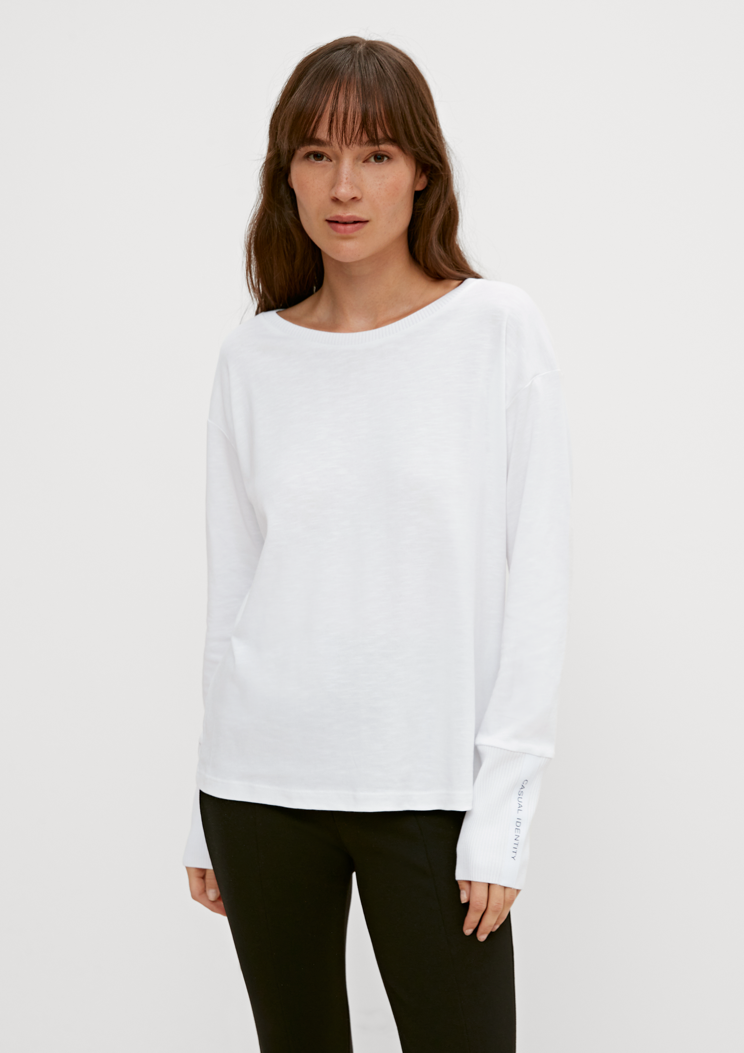Langarmshirt aus Modalmix - weiß