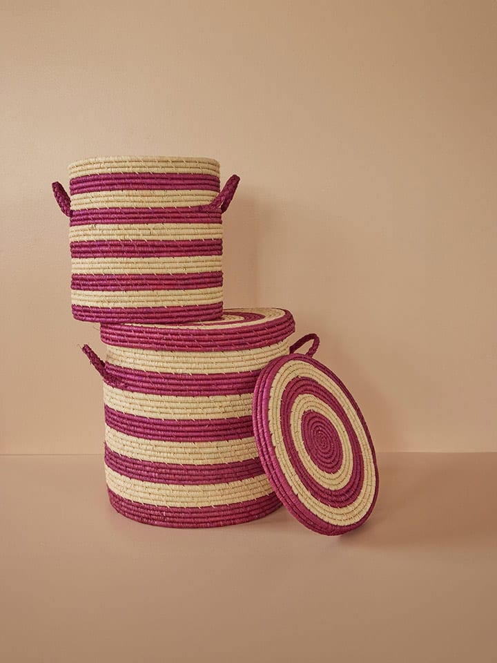 Rice 2er-Set: Körbe in Beige/ Lila - (H)40 x Ø 42 cm günstig kaufen onesize