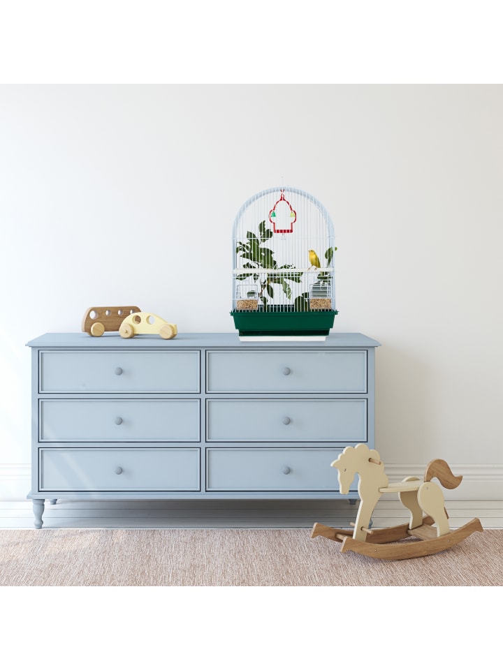 relaxdays Vogelkäfig in Weiß/Grün - (B)34,5 x (H)49,5 x (T)28 cm günstig kaufen onesize