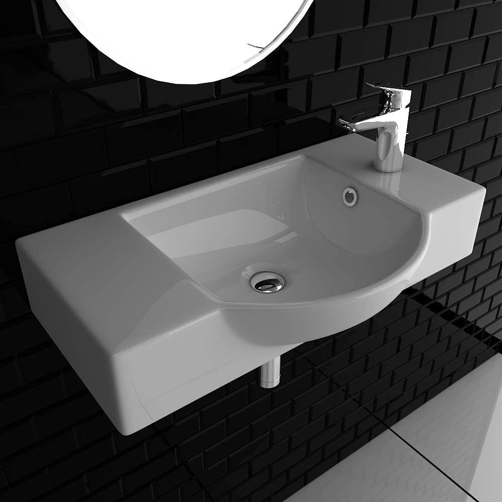 Alpenberger Waschbecken Alpenberger Keramikbecken mit integriertem Überlaufschutz (Komplett-Set, 1-St., 1xKeramikbecken (OHNE Armatur, Ablaufventil oder Siphon)