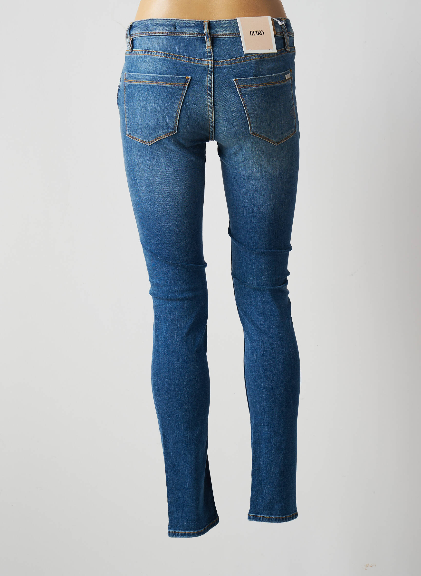 Reiko Jeans Coupe Slim Femme couleur bleu