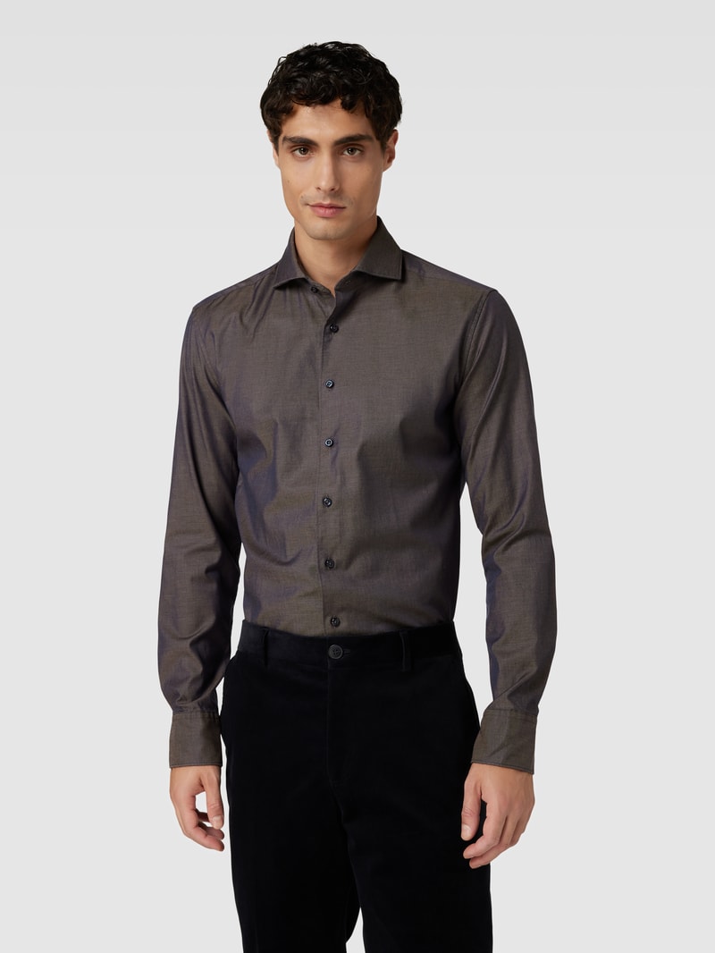 Slim Fit Premium Shirt mit Haifischkragen in anthrazit