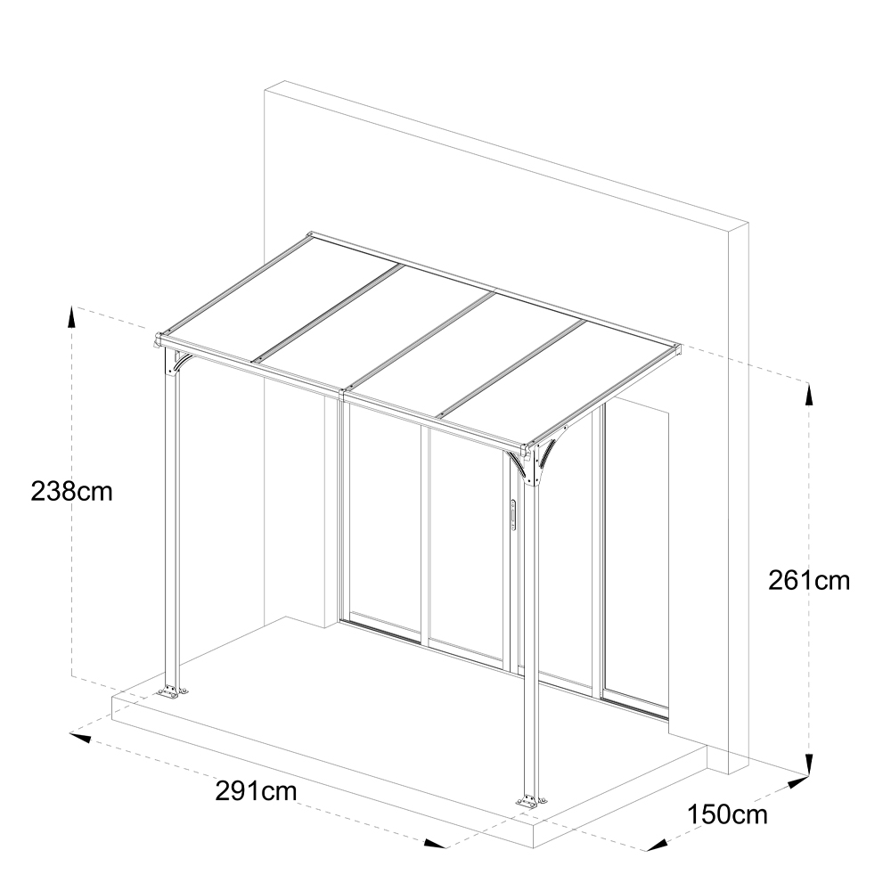 Home Deluxe Vordach Haustür CUBIS - L