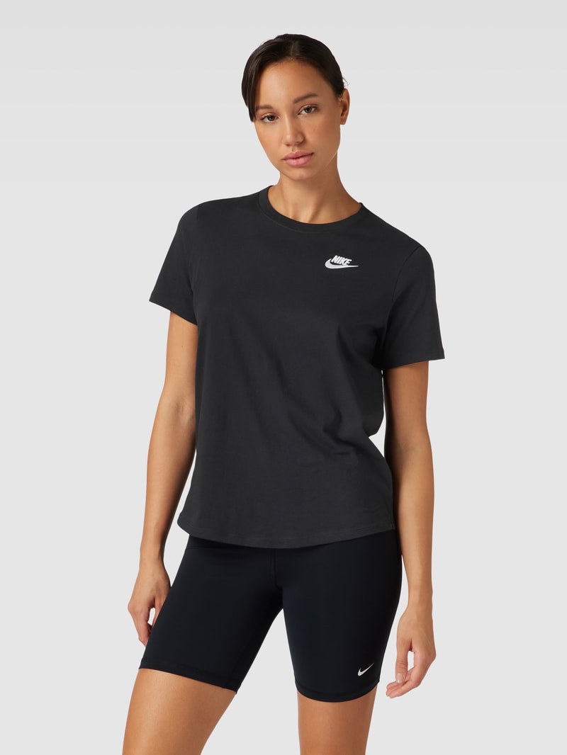 T-Shirt in unifarbenem Design mit Label-Stitching in schwarz