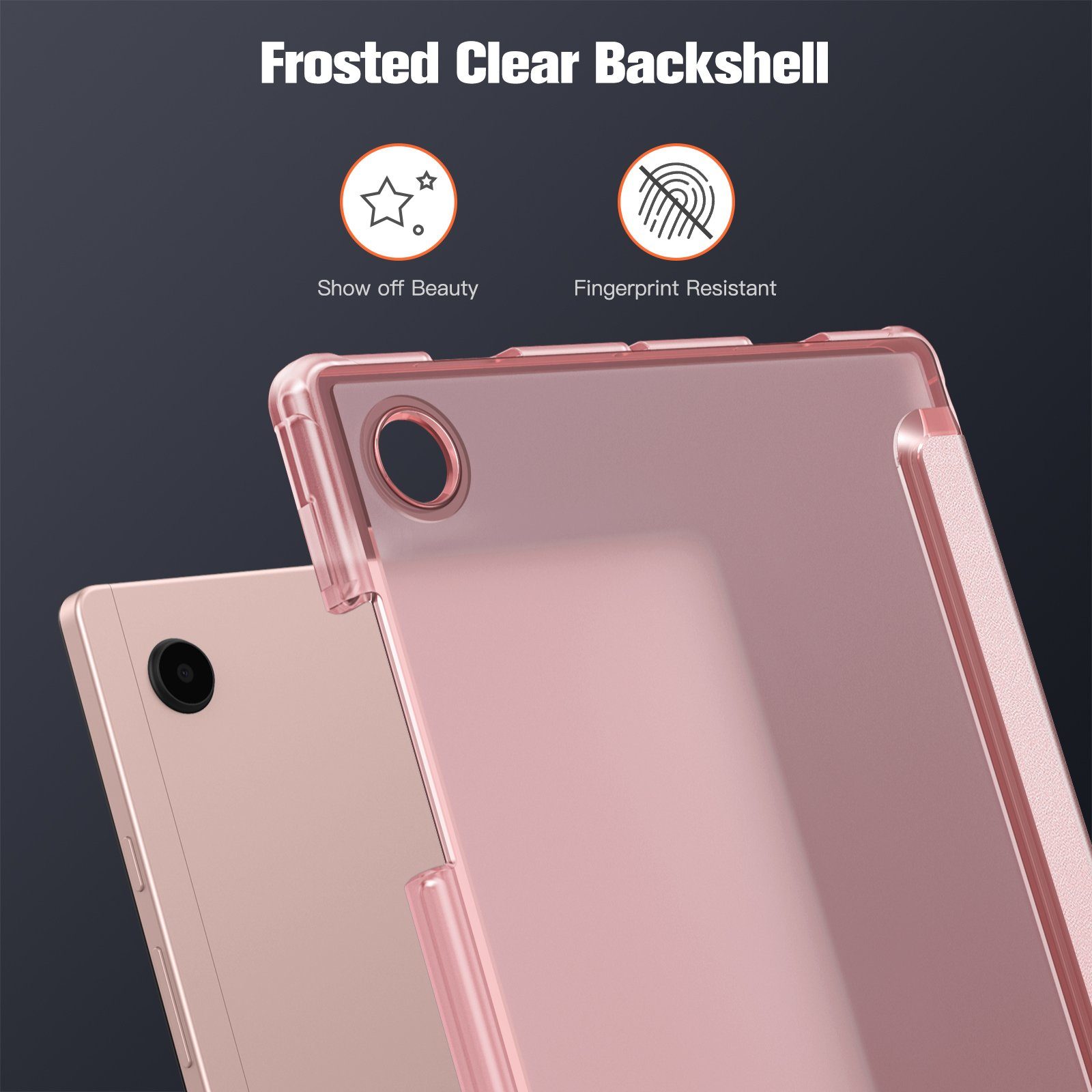 Fintie Tablet-Hülle Hülle für Samsung Galaxy Tab A8 10.5 Zoll 2021 SM-X200/X205/X207 10.5 Zoll, Ultradünn Hülle mit Transparenter Rückseite Cover und Auto Schlaf/Wach