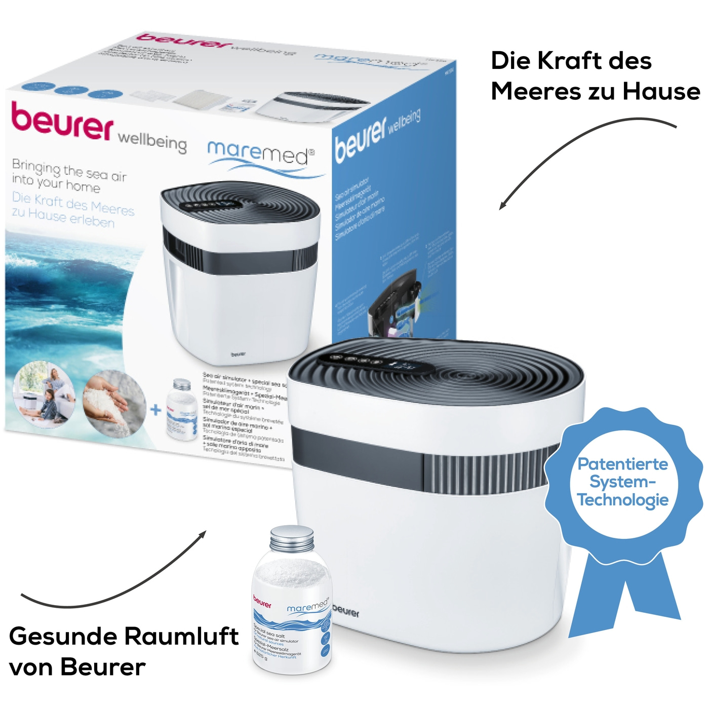 Beurer maremed® Meeresklimagerät-Meeresklimagerät mit Luftbefeuchtung & -reinigung für eine verbesserte Atmung