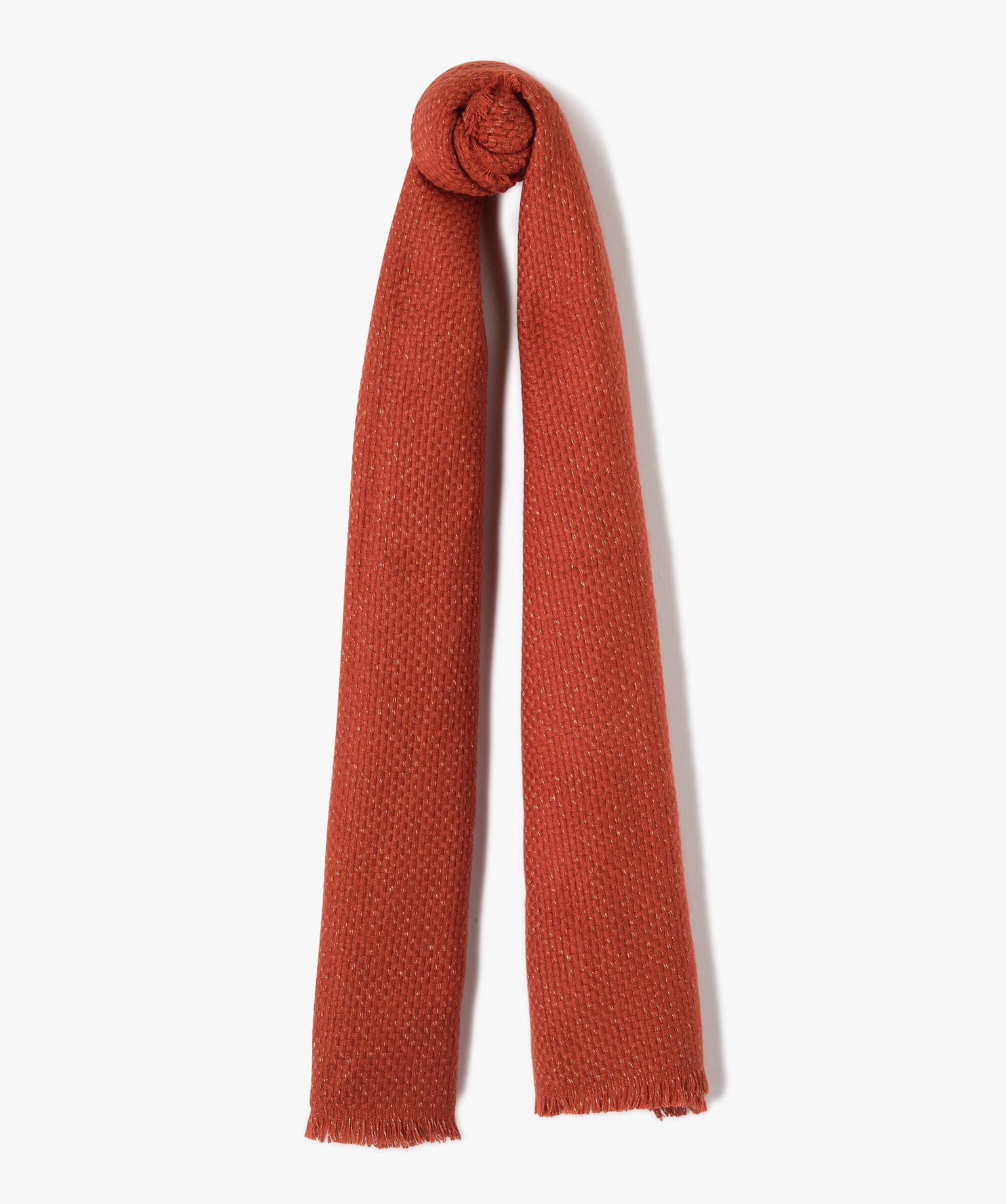 Echarpe femme en maille fantaisie pailletée marron | GEMO