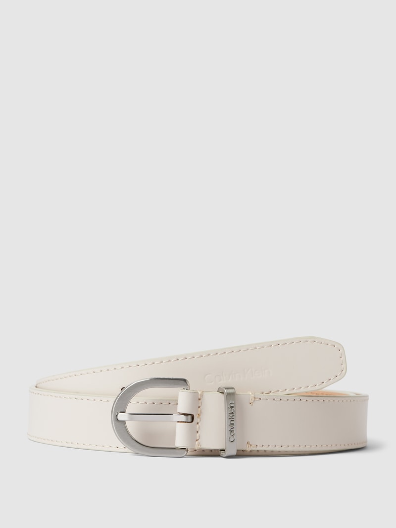 Ledergürtel mit Dornschließe in metallic Modell 'MUST' in offwhite