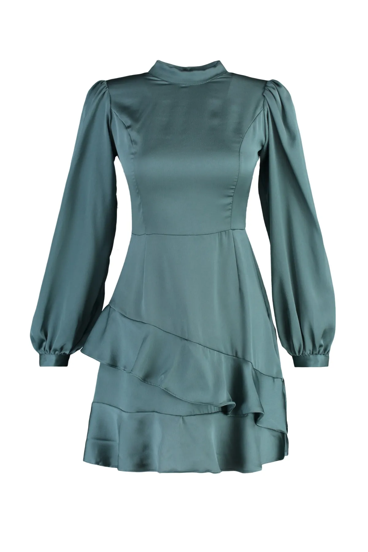 Trendyol Collection  Grünes Minikleid aus gewebtem Satin TWOAW21EL1891