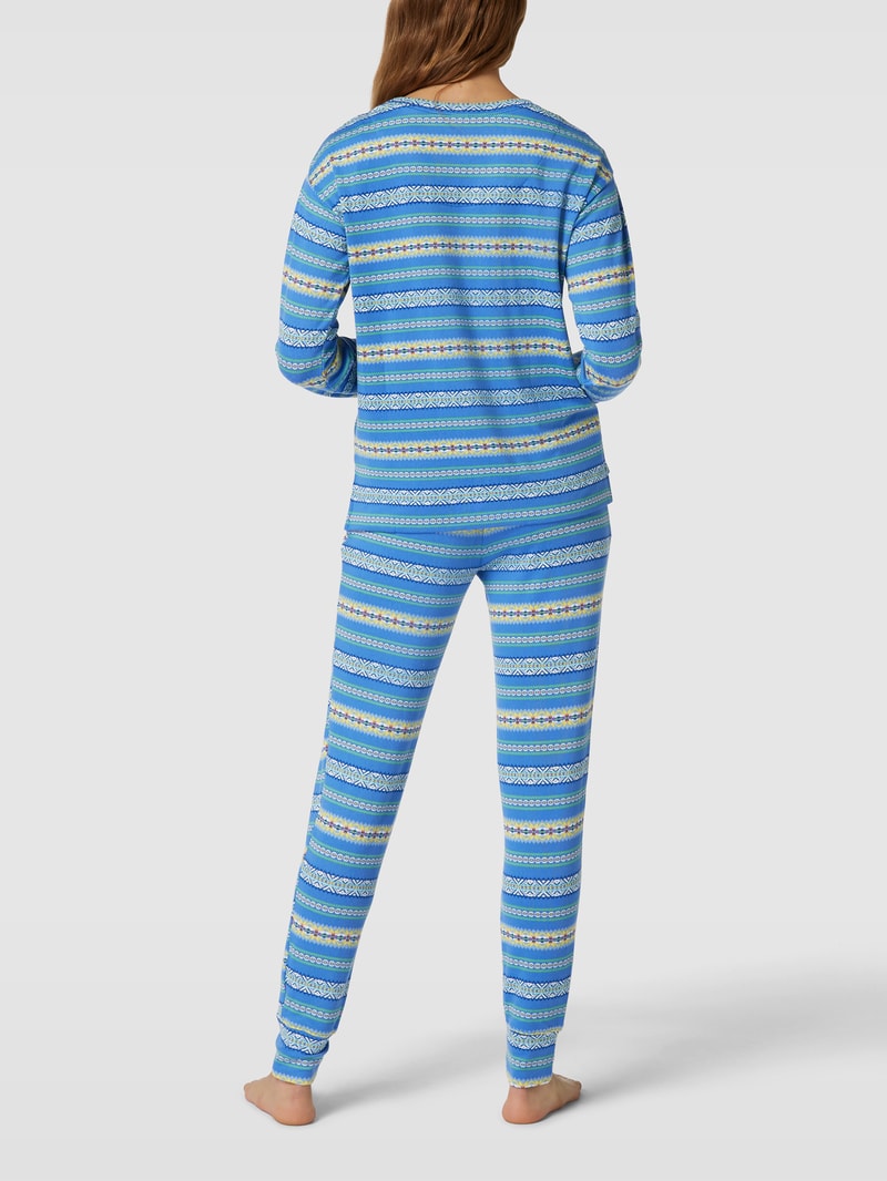 Pyjama mit Allover-Muster in ozean blau