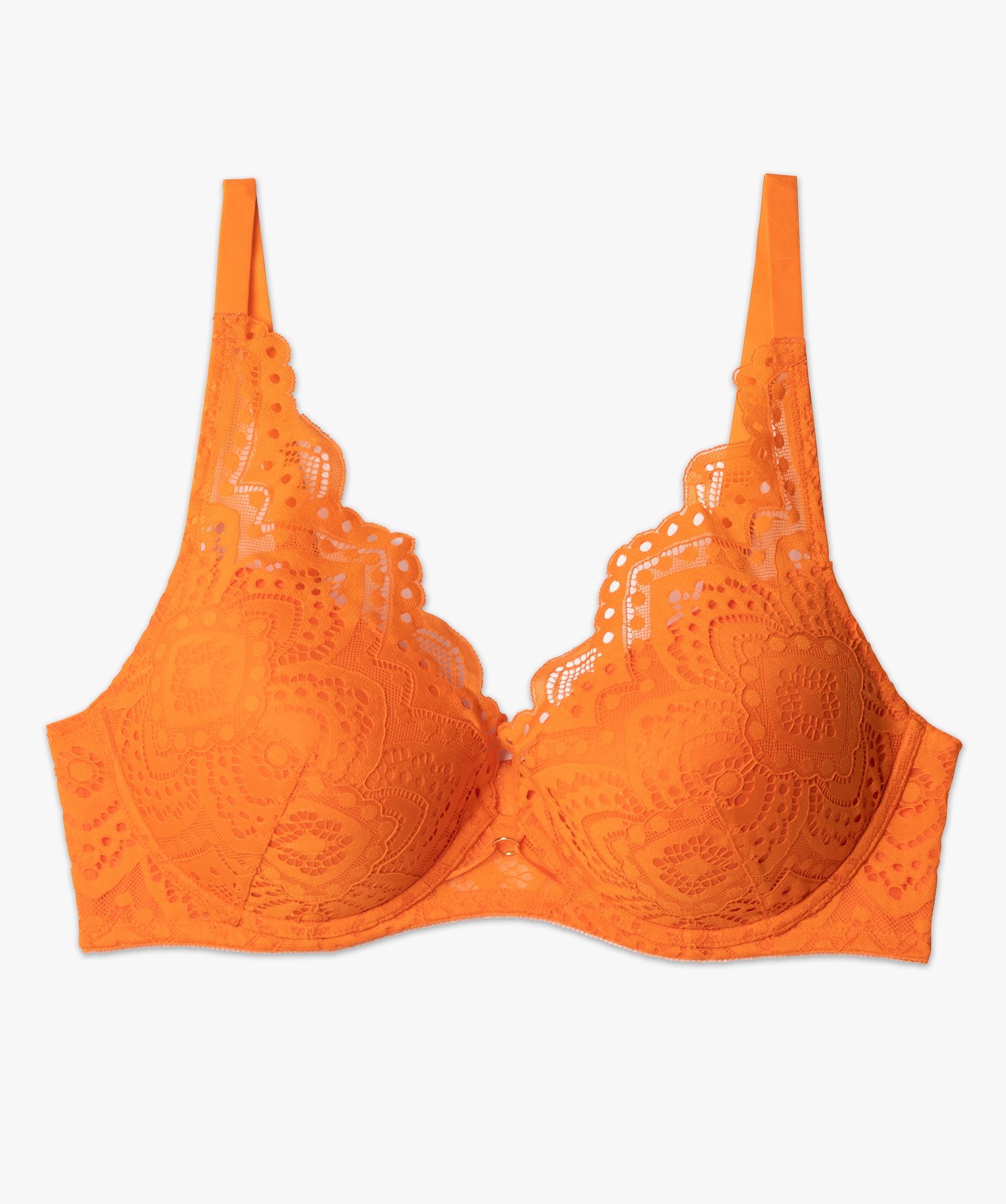 Soutien-gorge femme grande taille en dentelle et microfibre orange | GEMO